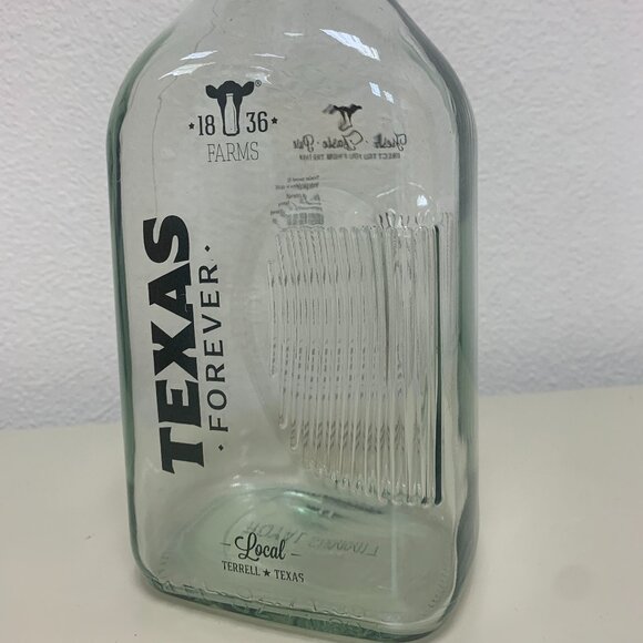BOTTLE - 64oz 1836 FARMS glass milk bottle black cap TEXAS FOREVER Terrell Farms - Picture 2 of 9